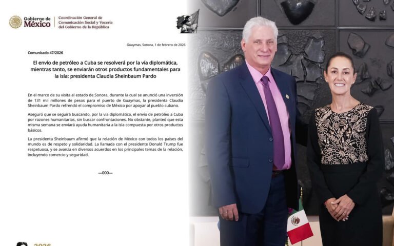 Sheinbaum enviará básicos a Cuba pero no petróleo por temor a reacción de Trump